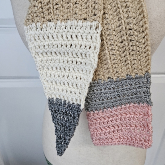 Handmade Crochet Pencil Scarf, Teacher Gift Ideas- Buff - Picture 3 of 5